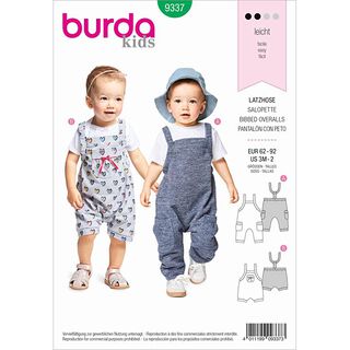 Kalhoty s náprsníkem pro miminka, Burda 9337 | 62 - 92, 