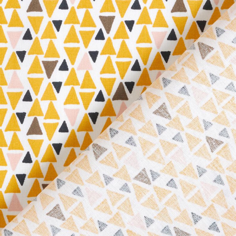Bavlněná látka Kreton Trojúhelníky mini – světle růžová/kari žlutá,  image number 4