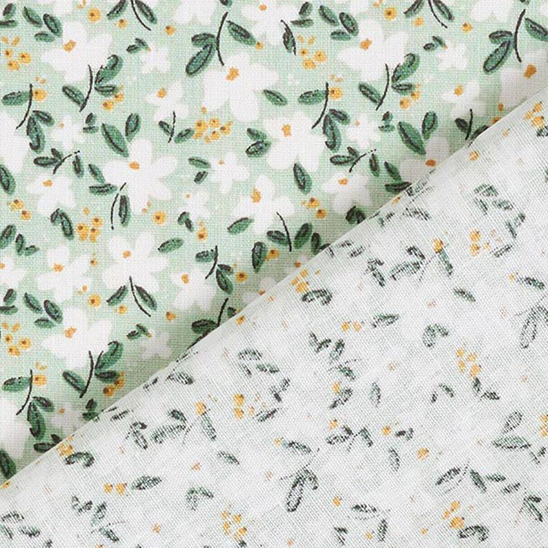 Organická bavlna popelín jemné květy – světle mátová,  image number 4