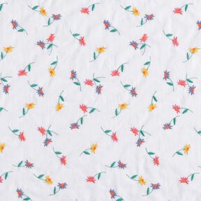 Jemný bavlněný batist vyšívané květiny | Poppy Fabrics – bílá/zářivě oranžová, 