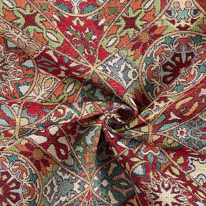 Dekorační látka Gobelín Složité ornamenty – světle béžová/karmínově červená,  image number 3