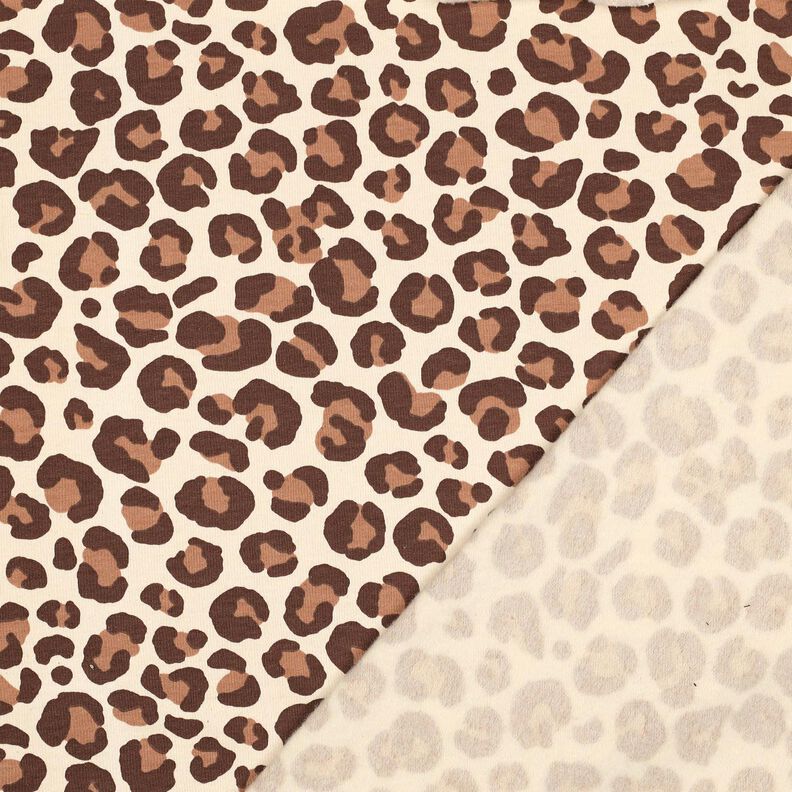 Teplákovina počesaná Leopard | Poppy Fabrics – kremová/tmavě hnědá,  image number 4