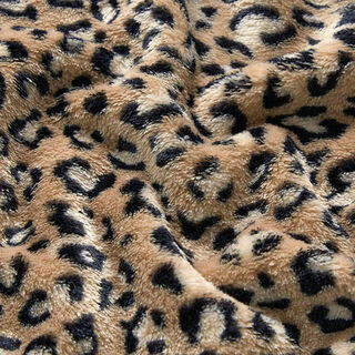 Hebký fleece Leopardí vzor – středně hnědá, 