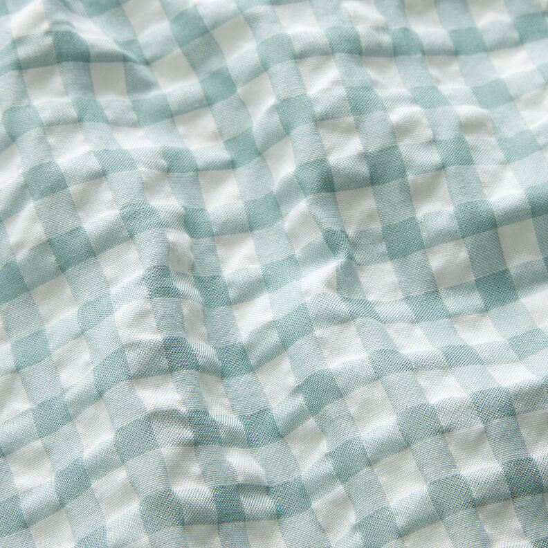 Seersucker velký kostkovaný Vichy – bílá/eukalyptová,  image number 2
