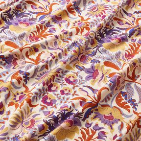 Viskózový žerzej Květiny a ornamenty | Katia Fabrics – kremová/levandulová, 