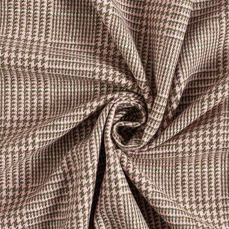 Vlněná látka glenček – růžová/khaki,  image number 4