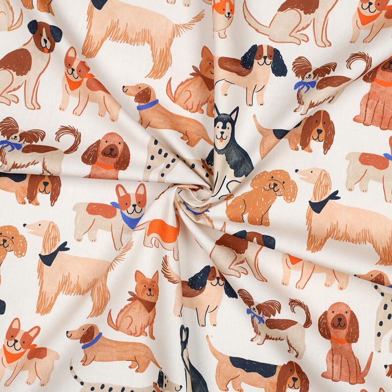 Bavlněný popelín Psi digitální potisk | Poppy Fabrics – vlněná bílá,  image number 4