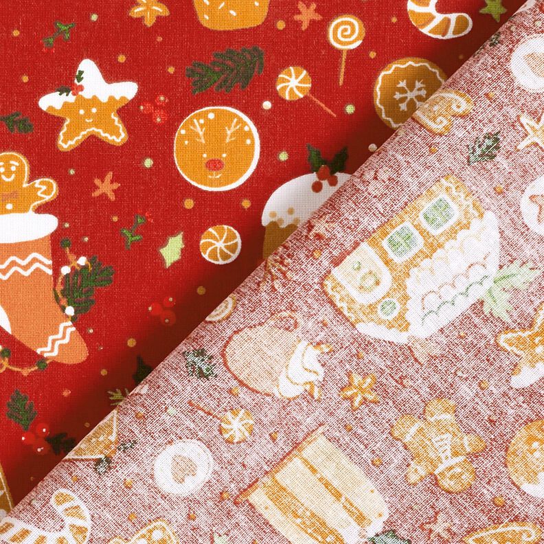 Bavlněná látka Popelín Perník – karmínově červená/hořčicove žlutá,  image number 4