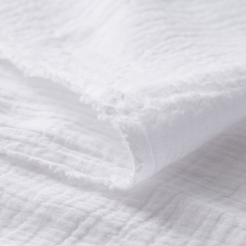 Mušelín / dvojitá mačkaná tkanina – bílá,  image number 5
