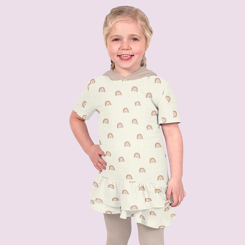 Mušelín / dvojitá mačkaná tkanina Akvarelové duhy digitální potisk – slonová kost,  image number 6