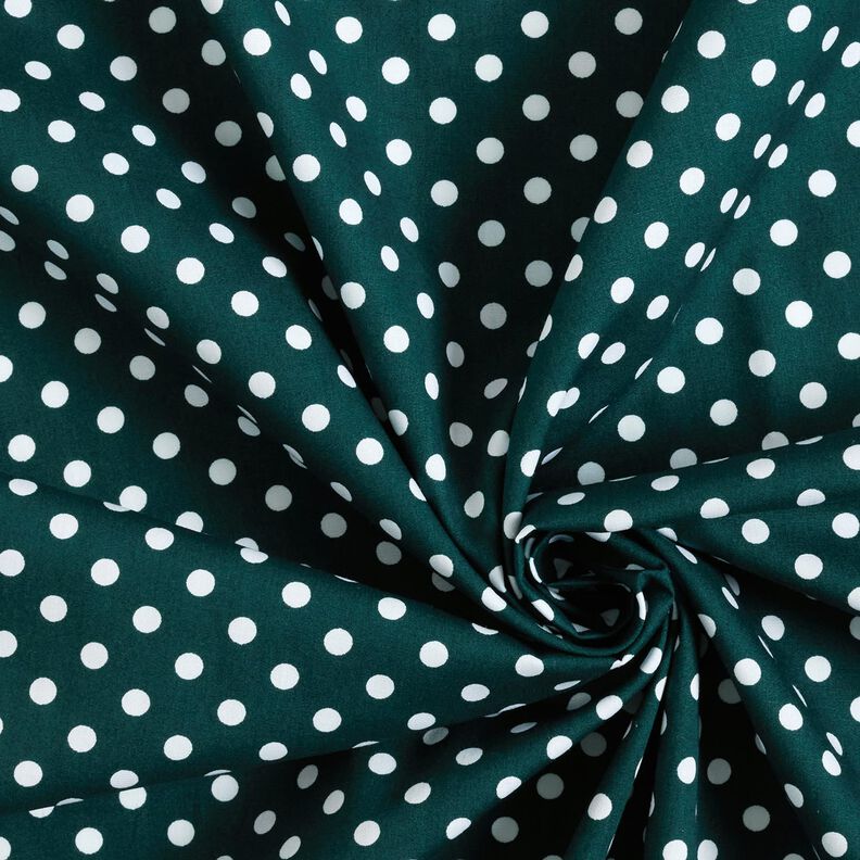 Bavlněný popelín Polka Dots – tmavě zelená/bílá,  image number 3