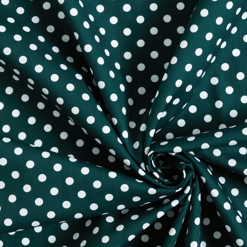 Bavlněný popelín Polka Dots – tmavě zelená/bílá, image number 3
