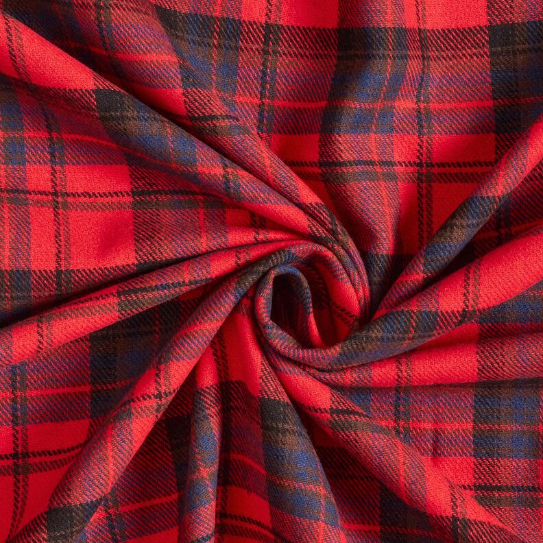 Bavlněný flanel Kostka – chili/indigová, image number 3