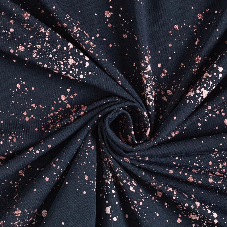 Bavlněný žerzej Zlaté tečky | Glitzerpüppi – černomodrá/tmavě starorůžová,  image number 3