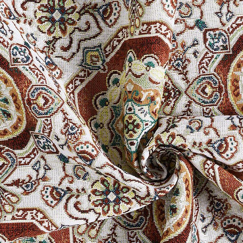 Dekorační látka Gobelín Orientální mandala – karmínově červená/slonová kost,  image number 3
