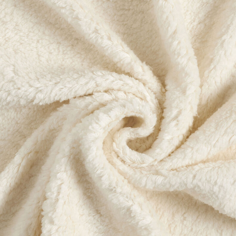 Materiál sherpa Směs s bavlnou Jednobarevné provedení – vlněná bílá,  image number 1