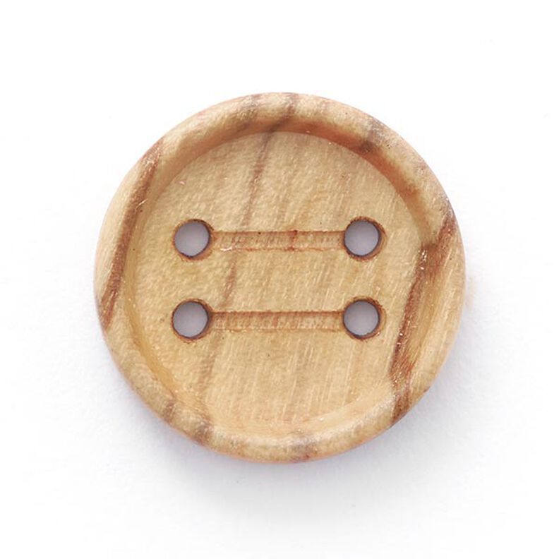 Dřevěný knoflík čtyřdírkový  – přírodni,  image number 1