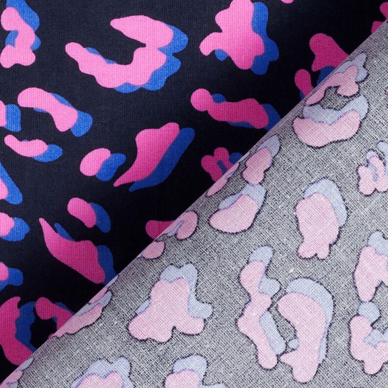 Povrstvená bavlna Abstraktní Leopardí vzor | Poppy Fabrics – noční modrá/pink, image number 4