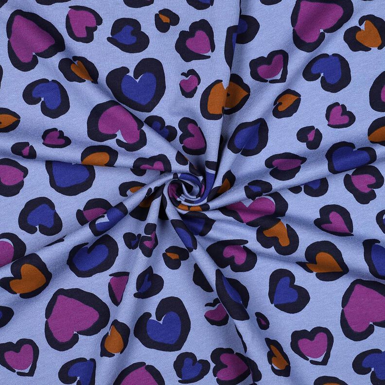 Teplákovina počesaná Barevná srdíčka | Poppy Fabrics – ocelová modr,  image number 3