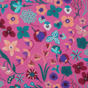 Bavlněný popelín Meadow Flower digitální potisk | Nerida Hansen – pink/petrolejová, 