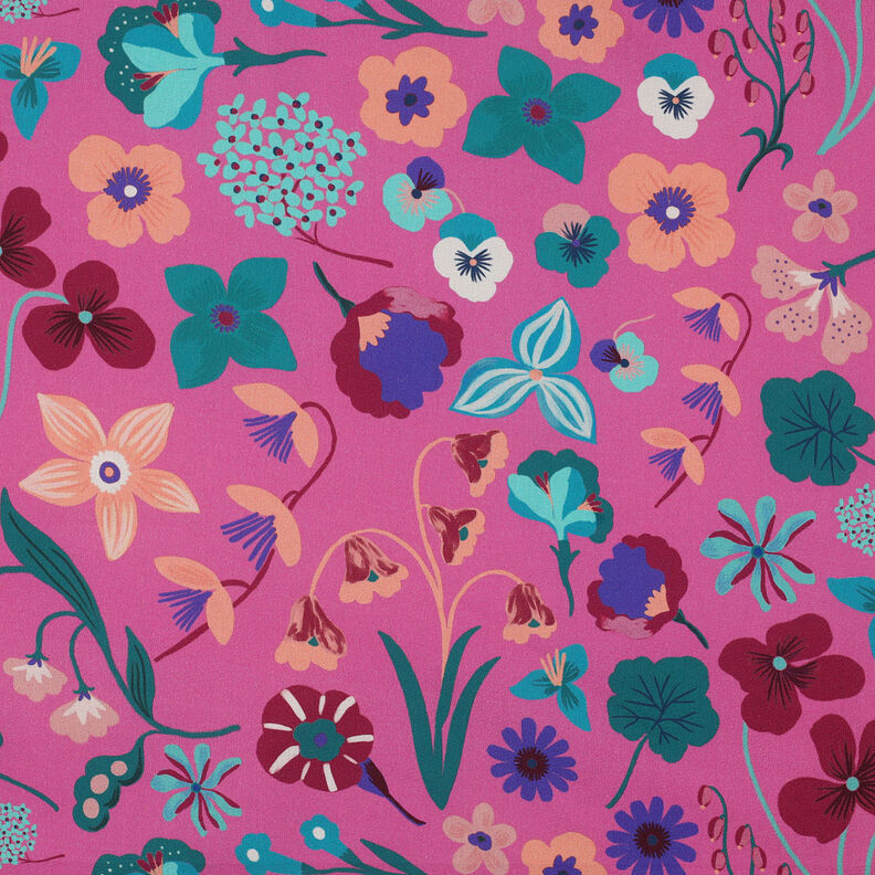 Bavlněný popelín Meadow Flower digitální potisk | Nerida Hansen – pink/petrolejová,  image number 1
