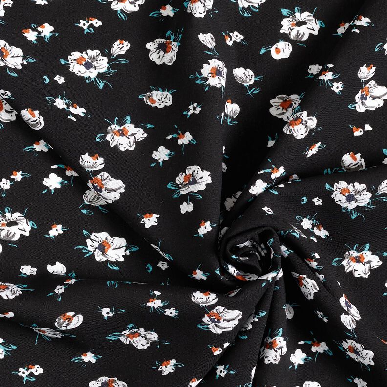 Visk&oacute;zov&aacute; tkanina květinov&yacute; d&eacute;&scaron;ť &ndash; čern&aacute;,  image number 3