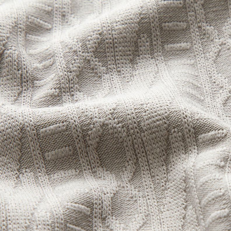 Žakárový žerzej Směs bavlny zdobené proužky – hedvábně šedá,  image number 2