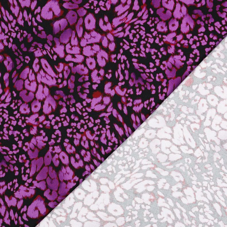 Viskózový streč s digitálním leopardím potiskem – černá/červenofialková,  image number 4