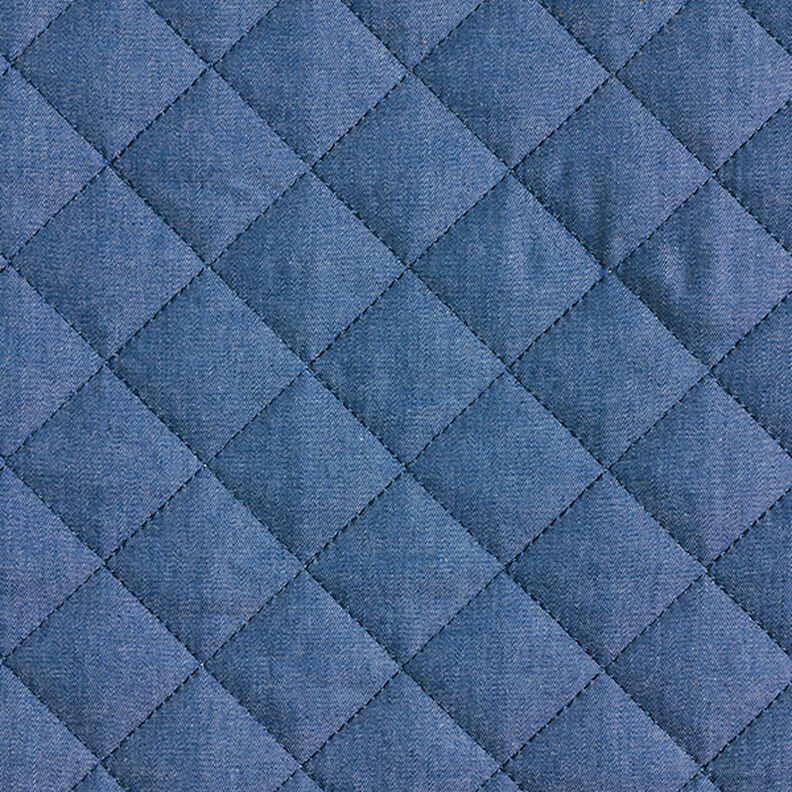 Denimová plyšová prošívaná látka – ocelová modr,  image number 1