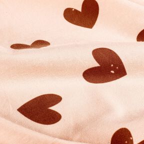 Bavlněný žerzej Velká srdce – rose/tmavě starorůžová, 