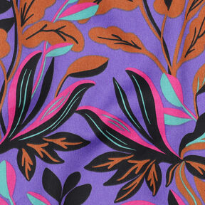 Bavlněný satén Lush Leaves | Nerida Hansen – světle fialova/bronzová, 
