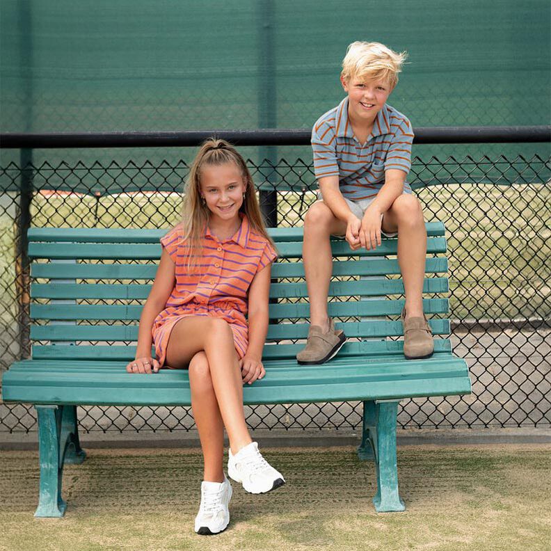 Froté žerzej Proužky | Poppy Fabrics – oranžová/červenofialková,  image number 7