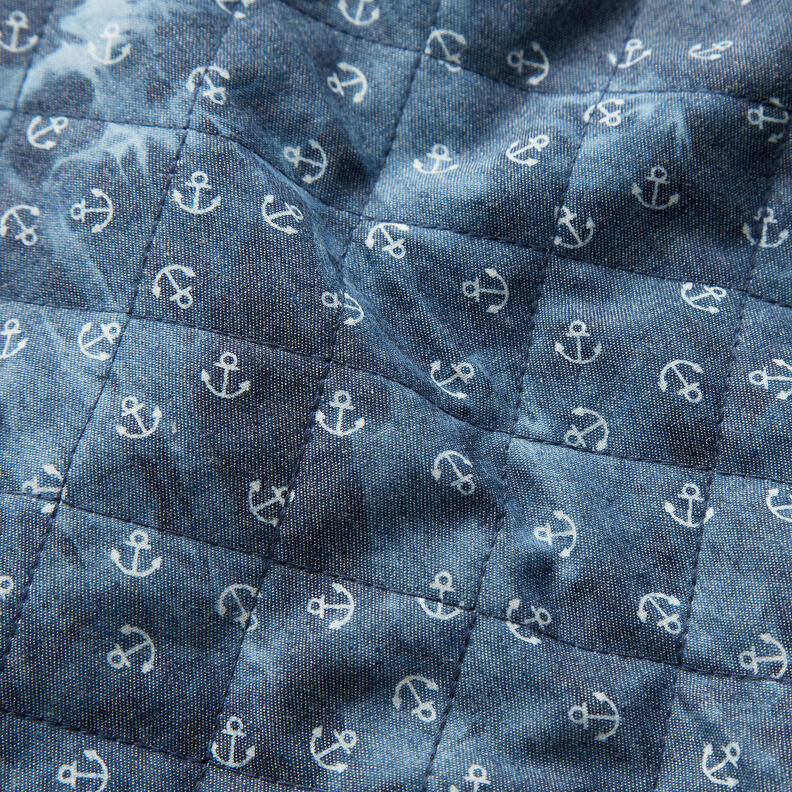 Prošívaná tkanina chambray kotva batikovaná – džínově modrá,  image number 2