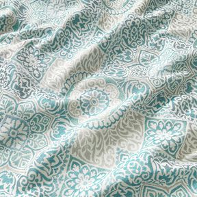 Dekorační látka Žakár Elegantní dlaždice – lehký benzín/světle béžová, 