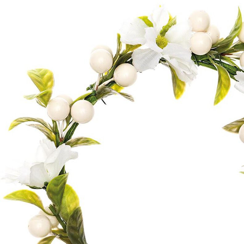 Dekorační květinový věnec s bobulemi [Ø 10 cm/ 16 cm] – bílá/zelená,  image number 2