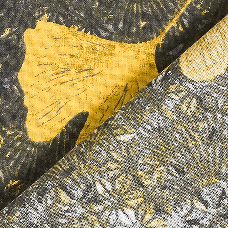 Bavlněný kreton Ginkgo – hořčicove žlutá,  image number 4