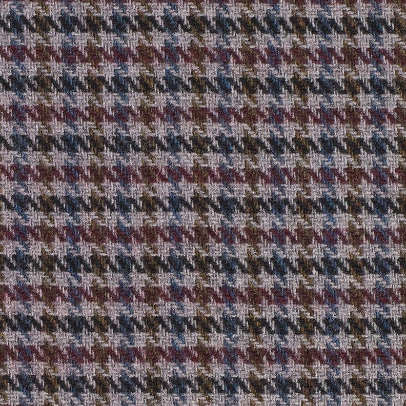 Látka na kabáty Vlněná směs Malá kohoutí stopa – merlot/stříbrná,  image number 1