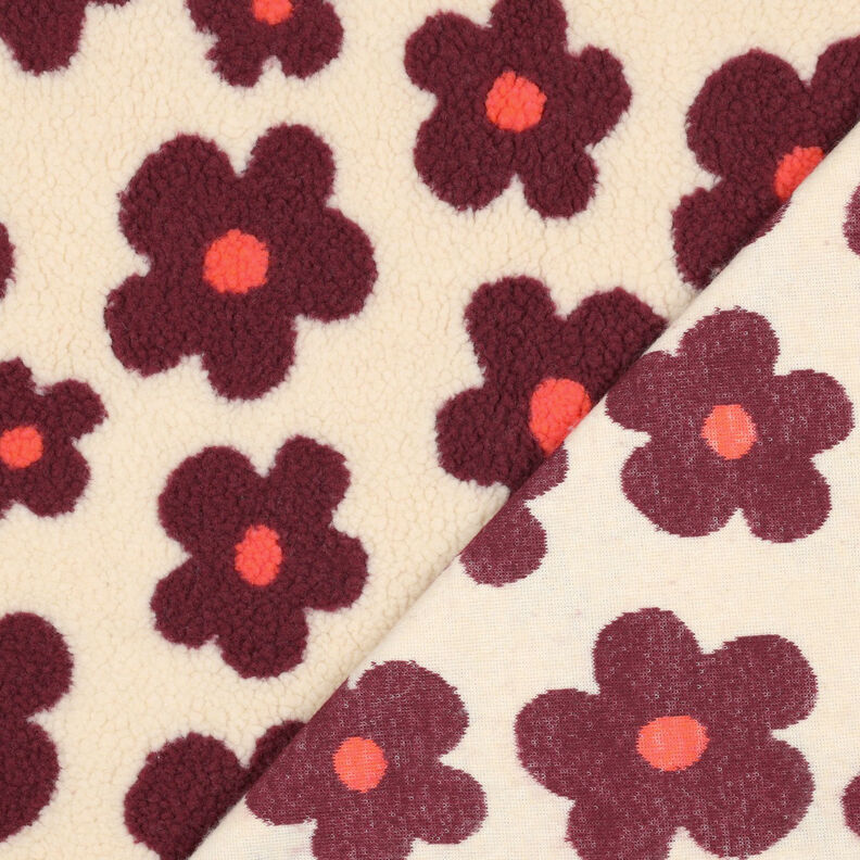 Plyš teddy Květiny | Poppy Fabrics – cashew (béžová)/bordó, image number 5