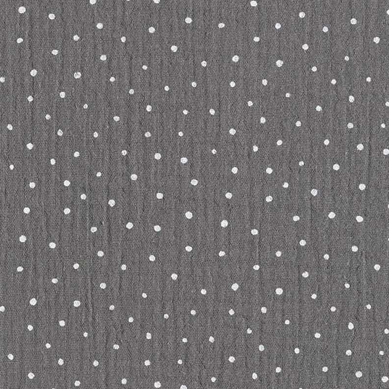 Mušelín / dvojitá mačkaná tkanina Puntíky – břidlicově šedá/bílá, image number 1