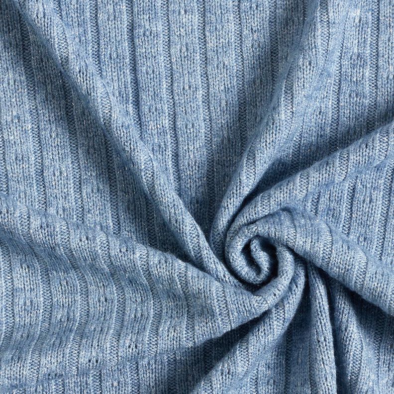 Pletenina Ajourové elegantní třpytivé pruhy – světle modra,  image number 3