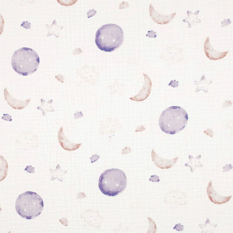 GOTS Mušelín / dvojitá mačkaná tkanina Noční obloha digitální potisk | Poppy Fabrics – slonová,  image number 1