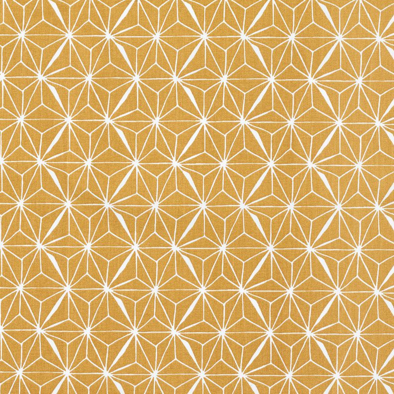 Povrstvená bavlna Grafické hvězdy – hořčicove žlutá/bílá,  image number 1