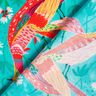 Plážové oblečení viskózové látky pávi a květiny – modrá aqua/výrazná jasně růžová | Zbytek 50cm,  thumbnail number 4