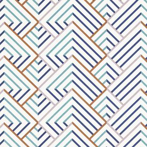 Dekorační látka Polopanama moderní diamanty – bílá/modrá, 