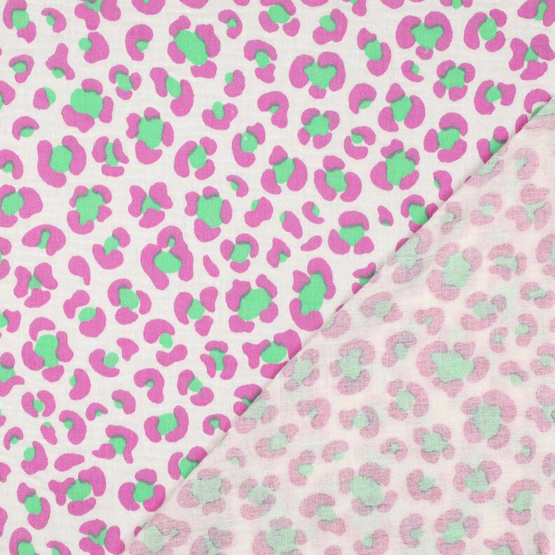 Mušelín / dvojitá mačkaná tkanina Barevný leopardí vzor | Poppy Fabrics – slonová kost/světle zelená, image number 4