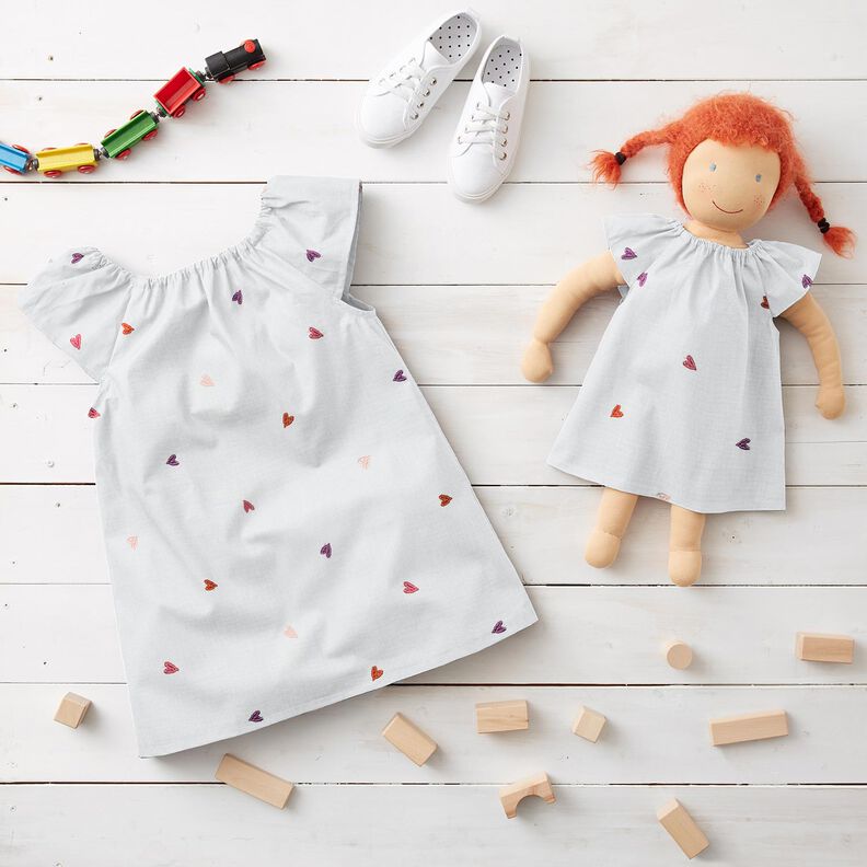 Mušelín / dvojitá mačkaná tkanina Vyšívaná srdce | Poppy Fabrics – bílá/rose, image number 5