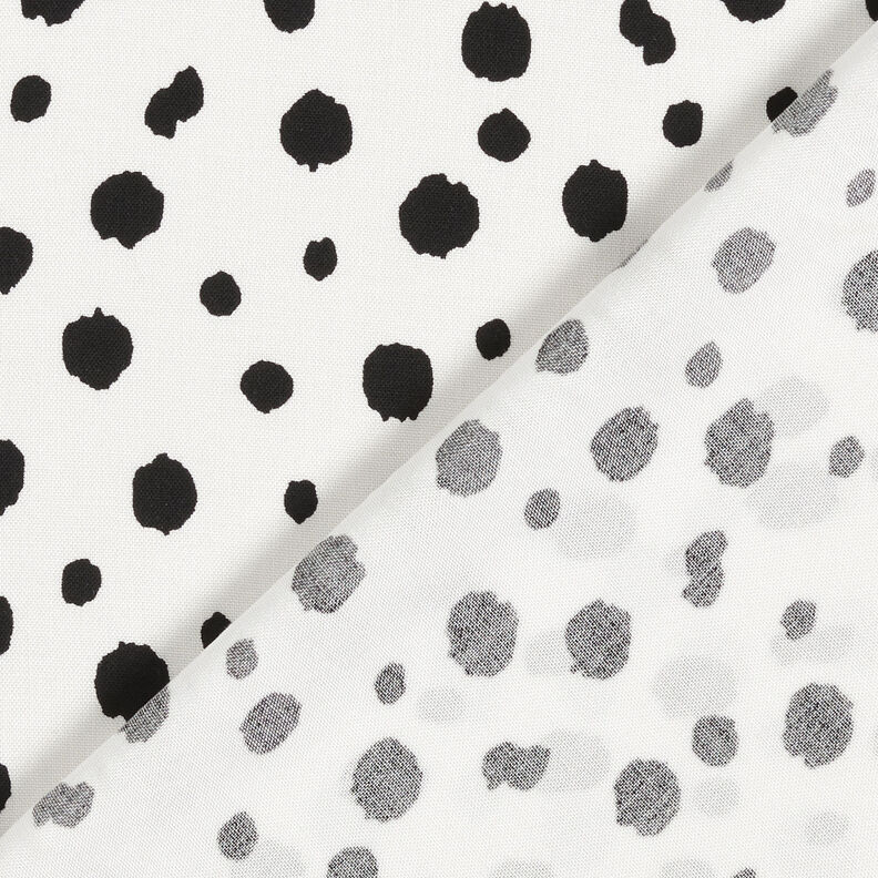 Viskózová látka nepravidelné puntíky – bílá/černá,  image number 4