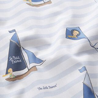 Licenční látky Bavlněný popelín Malý princ na moři | LPP ®©SOGEX – bílá/baby modra, 