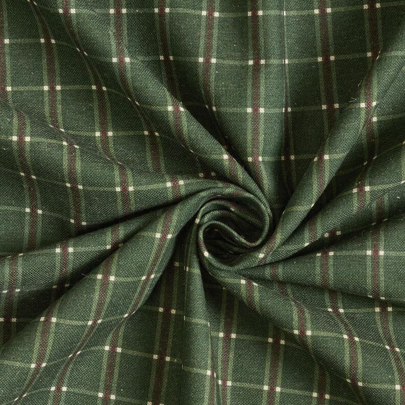 Dekorační látka Polopanama Elegantní kostkovaný vzor – jedlově zelená/karmínově červená, image number 3