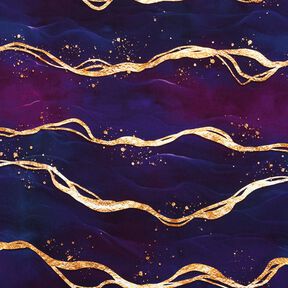 Bavlněný žerzej Snový mramor | Glitzerpüppi  – červenofialková/starozlatá, 